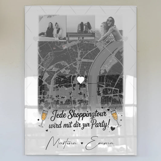 Freundinnen Bild Personalisiert mit 4 Fotos und Karte für Jede Shoppingtour Geschenk