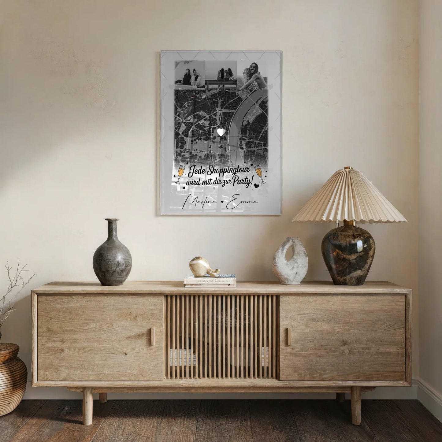 Freundinnen Bild Personalisiert mit 4 Fotos und Karte für Jede Shoppingtour Geschenk