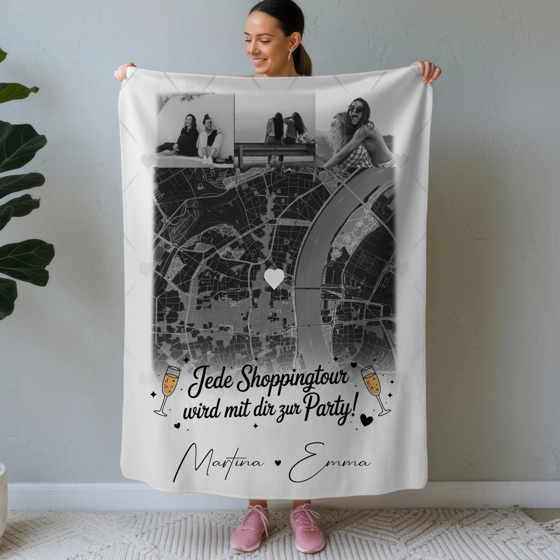 Decke mit Foto beste Freundin 4 Fotos und Karte Perfektes Geschenk für jede Shoppingtour 1