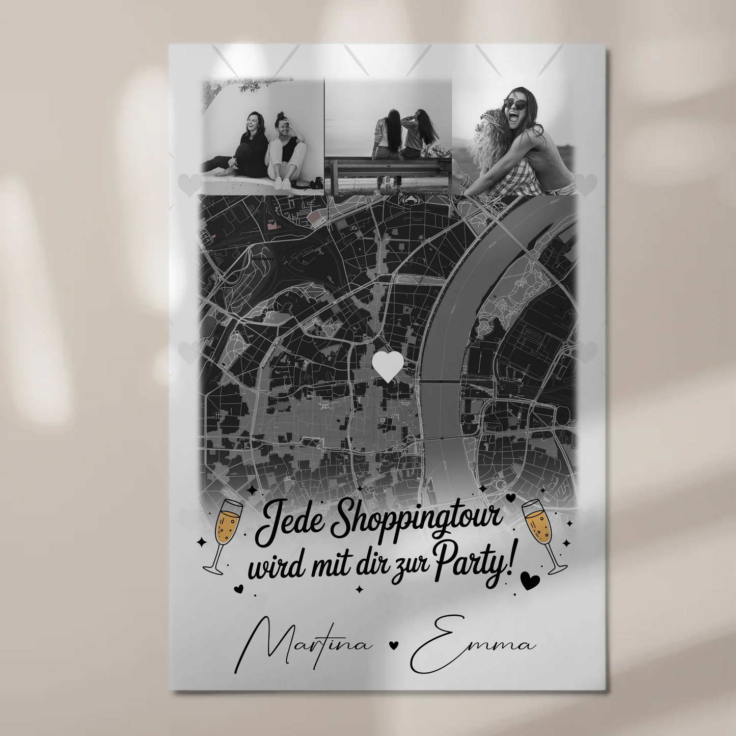 Fotogeschenk Beste Freundin 4 Fotos und Karte Personalisiertes Geschenk für jede Shoppingtour