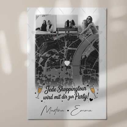 Fotogeschenk Beste Freundin 4 Fotos und Karte Personalisiertes Geschenk für jede Shoppingtour