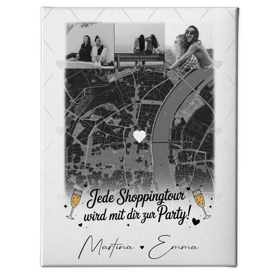 Beste Freundin Leinwand mit 4 Fotos und Karte Personalisiertes Geschenk für Jede Shoppingtour 1