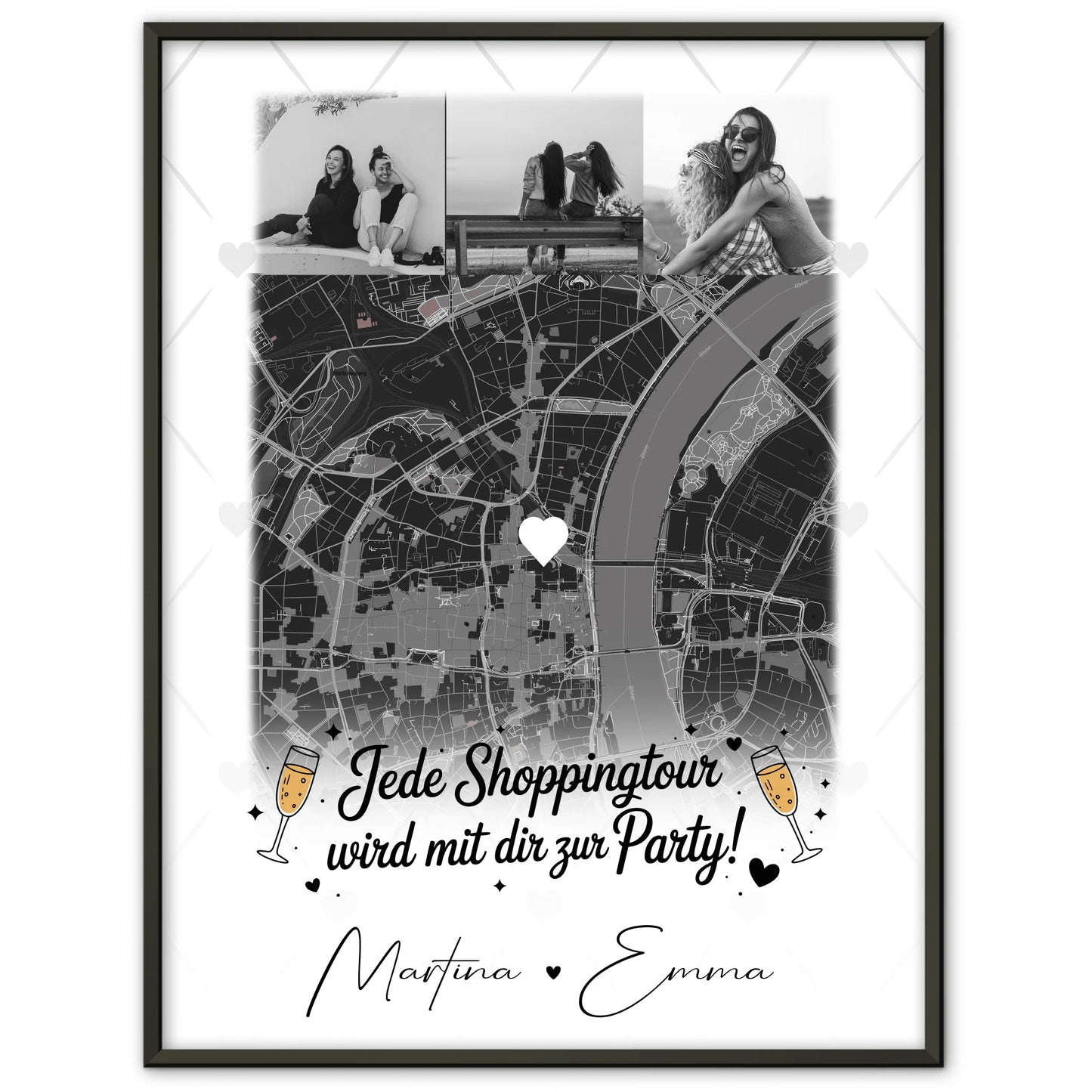 Karten Poster Personalisiert mit 4 Fotos und Karte als Geschenk für Jede Shoppingtour