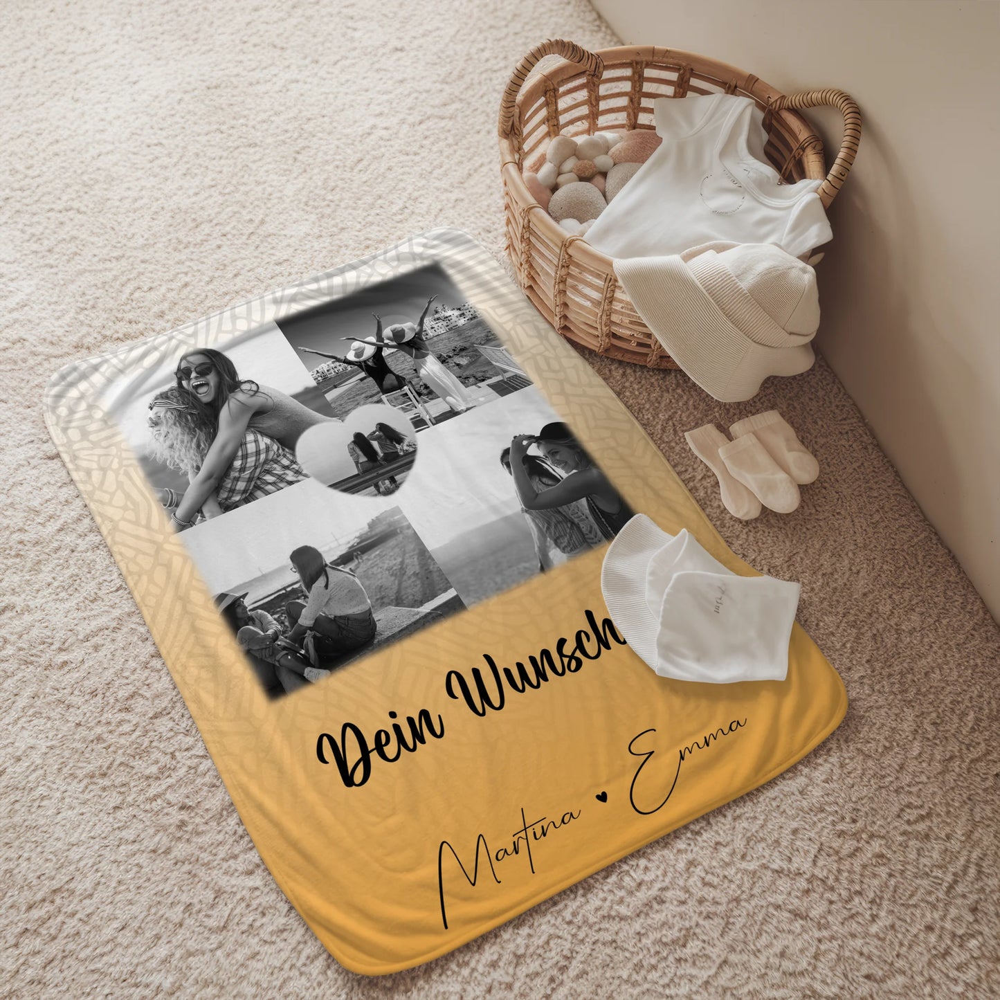 Decke mit Foto beste Freundin 4 Fotos und 1 Herz Foto Wunschtext Jeder Tag ein Abenteuer 2