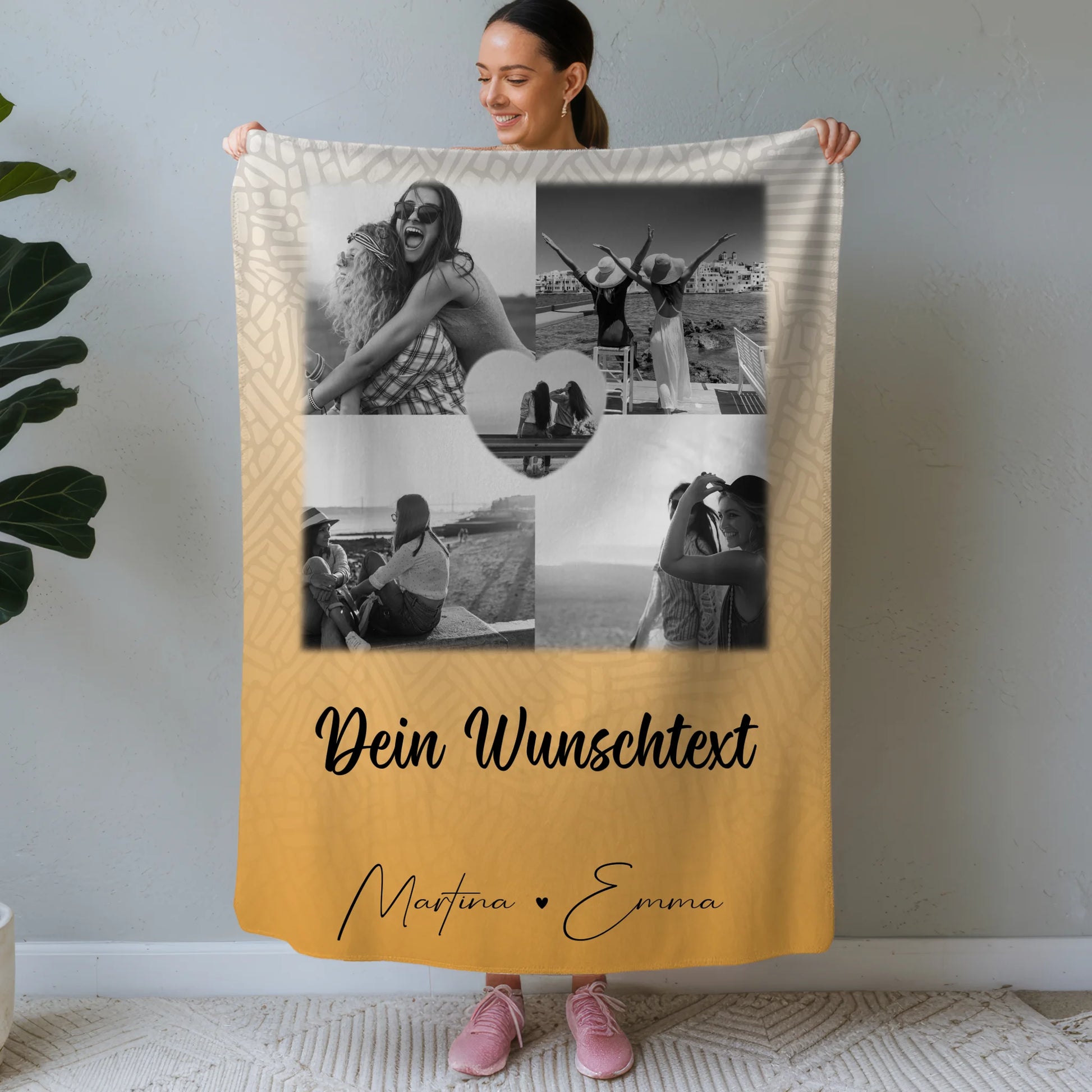 Decke mit Foto beste Freundin 4 Fotos und 1 Herz Foto Wunschtext Jeder Tag ein Abenteuer 1