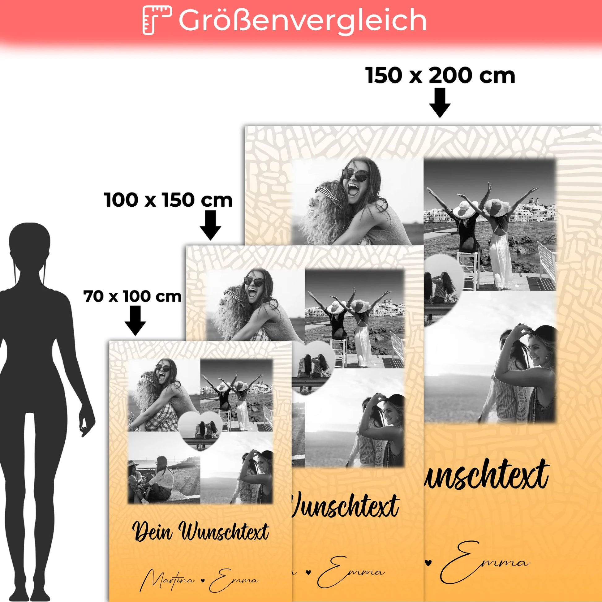 Decke mit Foto beste Freundin 4 Fotos und 1 Herz Foto Wunschtext Jeder Tag ein Abenteuer 5