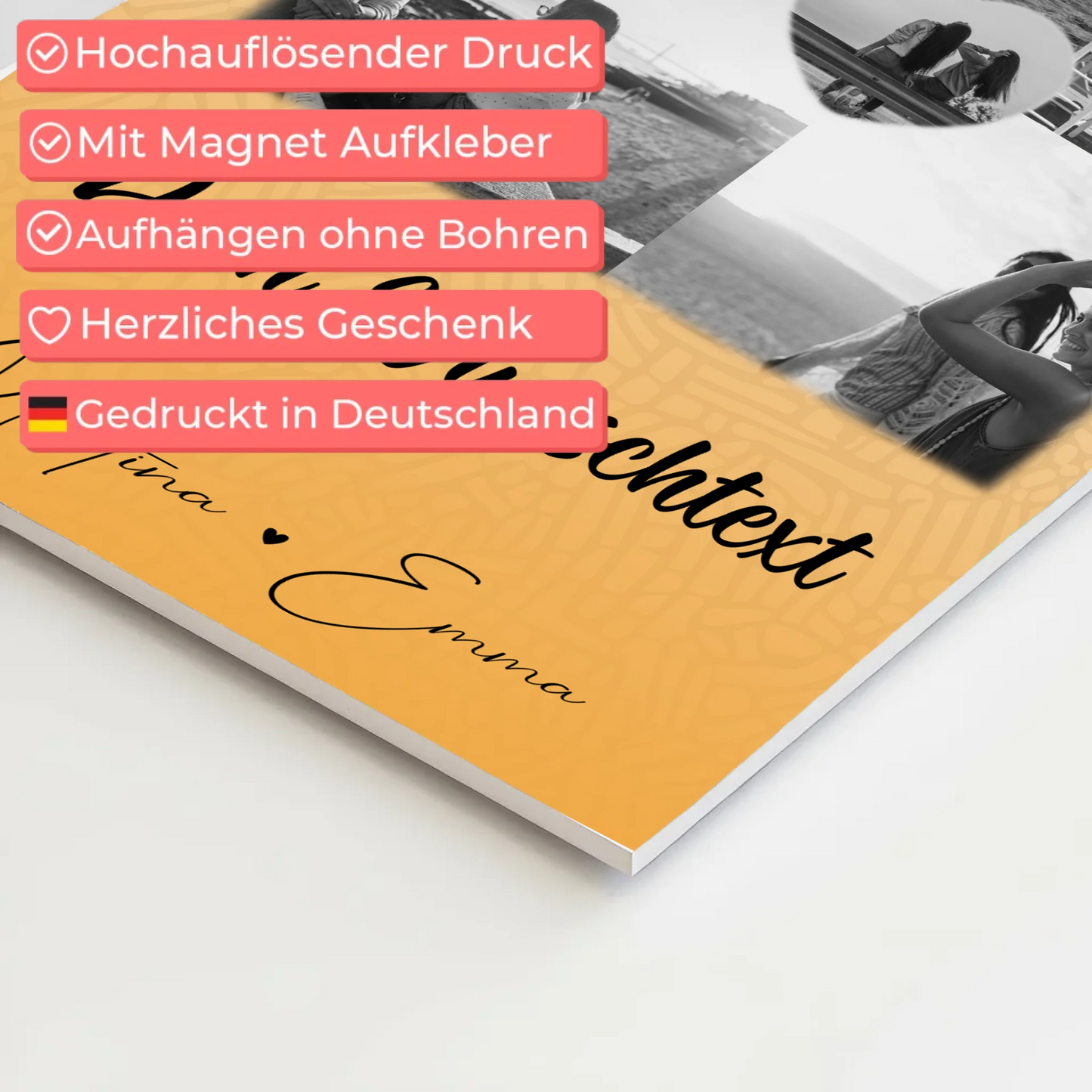 Fotoboard Beste Freundinnen mit 4 Fotos 1 Herz Foto Wunschtext Jeder Tag ein Abenteuer 4