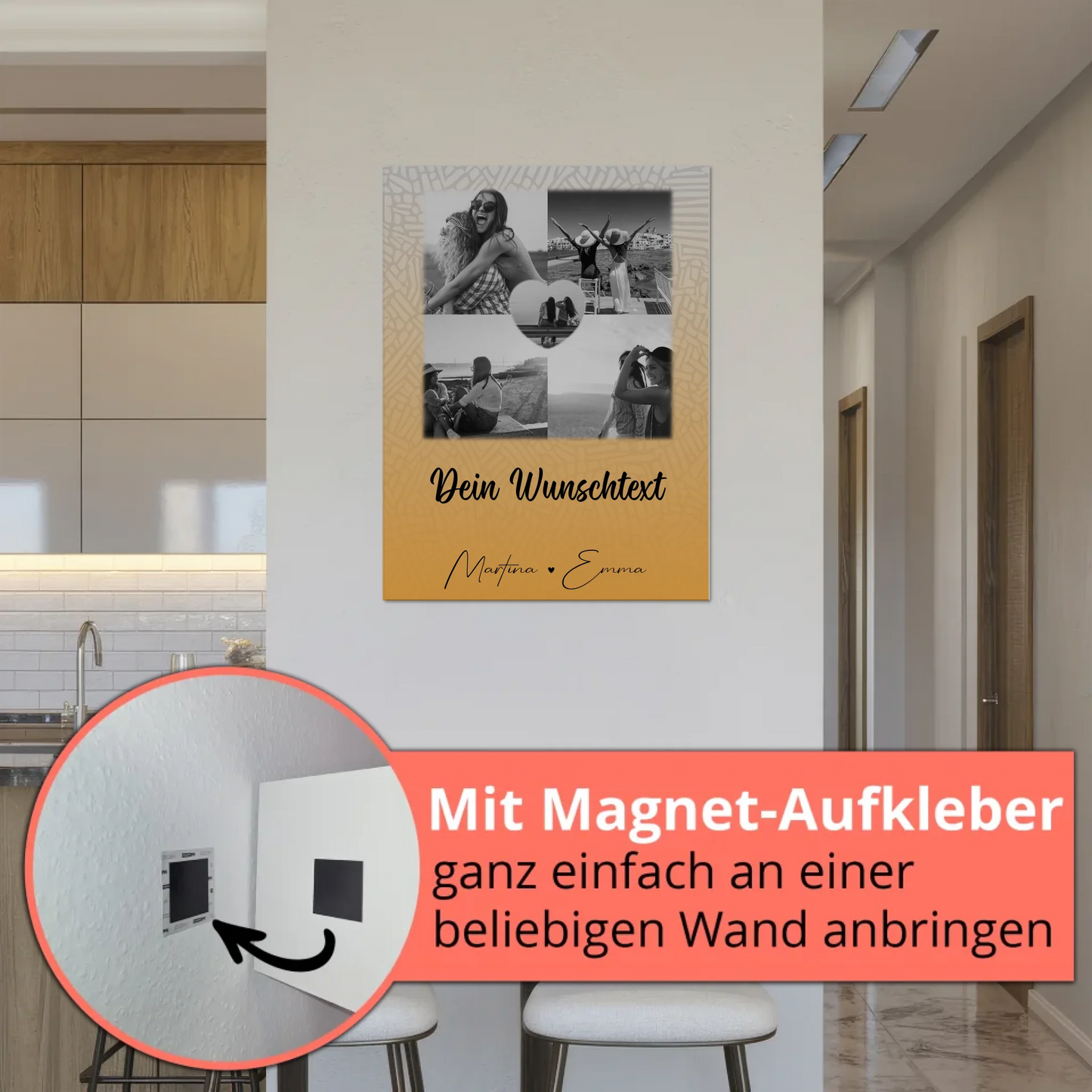 Fotoboard Beste Freundinnen mit 4 Fotos 1 Herz Foto Wunschtext Jeder Tag ein Abenteuer