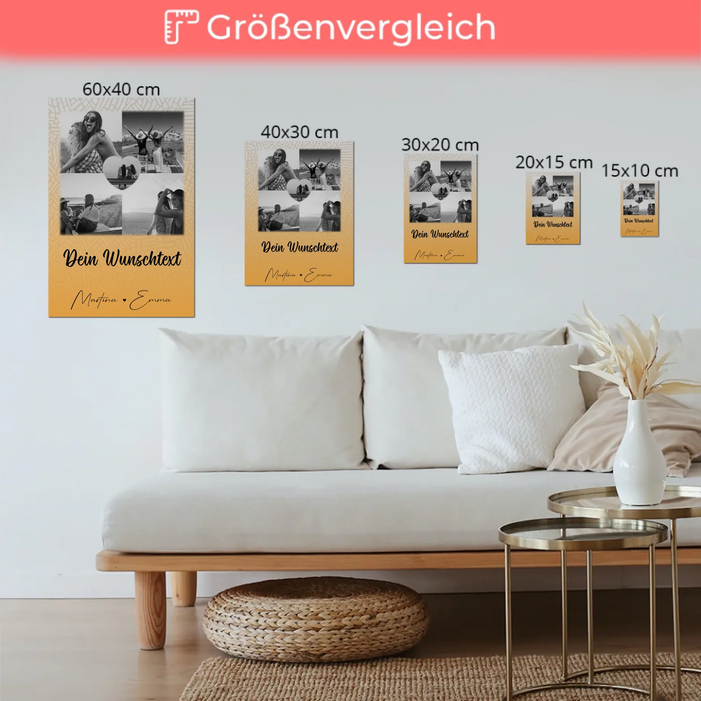 Fotoboard Beste Freundinnen mit 4 Fotos 1 Herz Foto Wunschtext Jeder Tag ein Abenteuer
