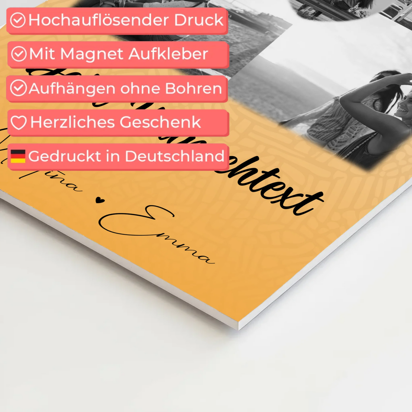 Fotoboard Beste Freundinnen mit 4 Fotos 1 Herz Foto Wunschtext Jeder Tag ein Abenteuer