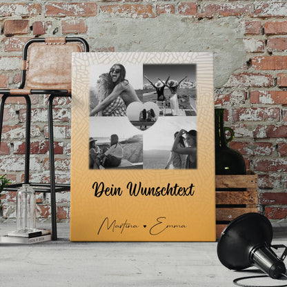 Personalisiertes Bild Freundinnen Leinwand mit 4 Fotos und Herz Wunschtext Jeder Tag ein Abenteuer 4