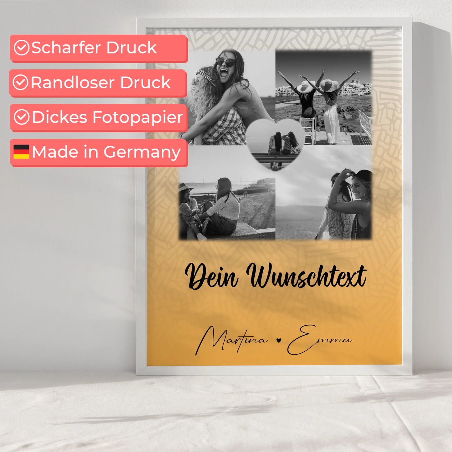Beste Freundin Geschenk 4 Fotos und 1 Herz Foto und Wunschtext Jeder Tag ein Abenteuer