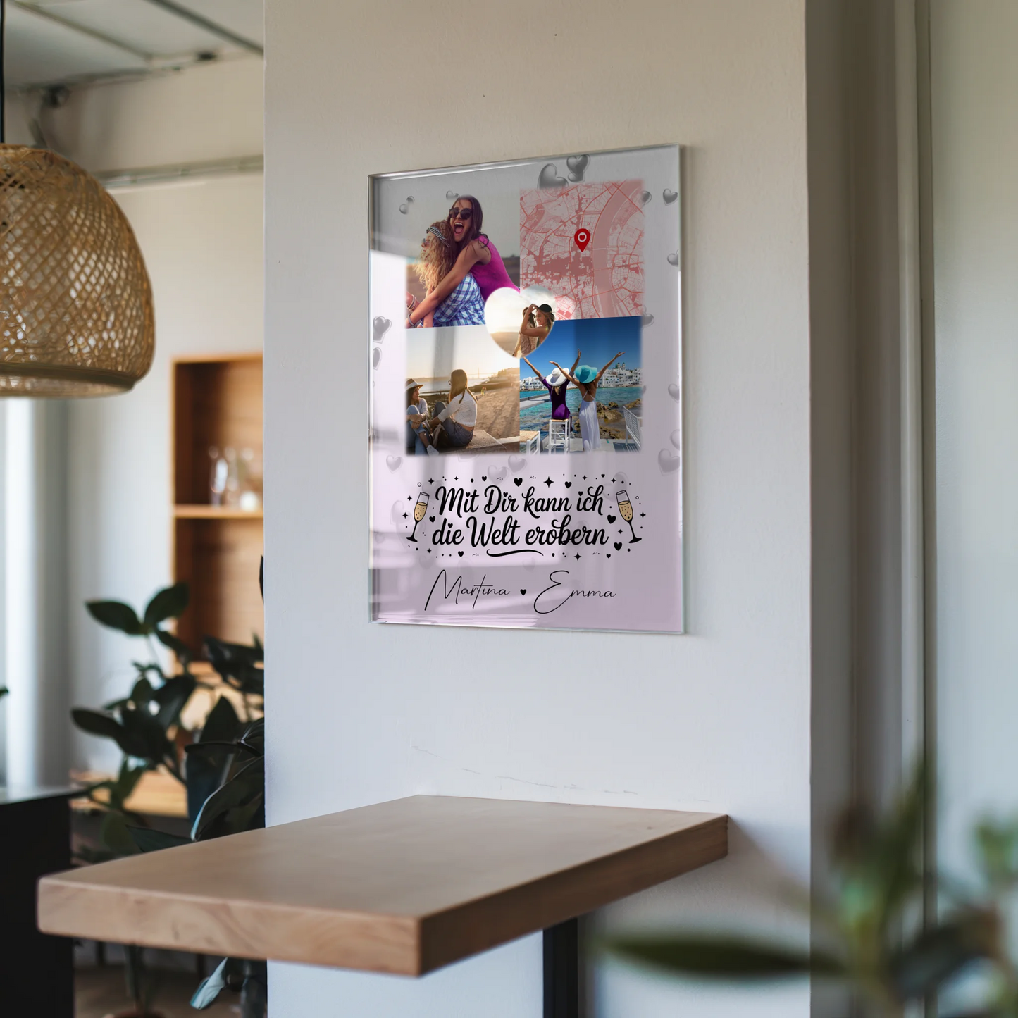 Beste Freundin Geschenk mit 3 Fotos 1 Herz Foto Karte Mit dir kann ich die Welt erobern