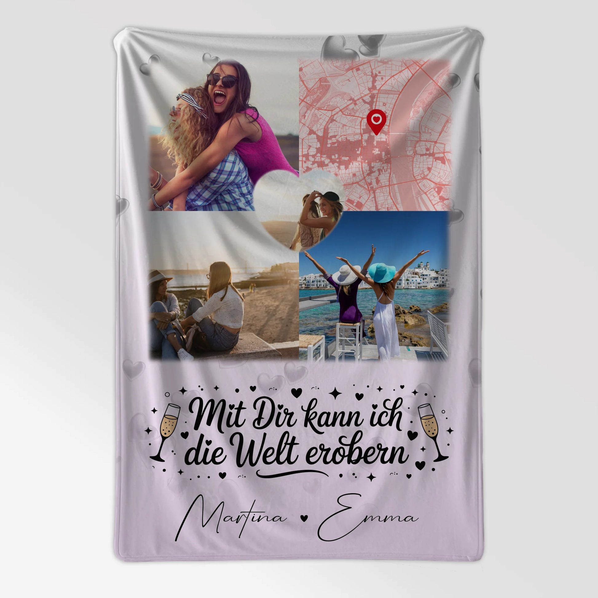 Kuscheldecke Mit Namen 3 Fotos und 1 Herz Foto Karte Mit dir kann ich die Welt erobern 7