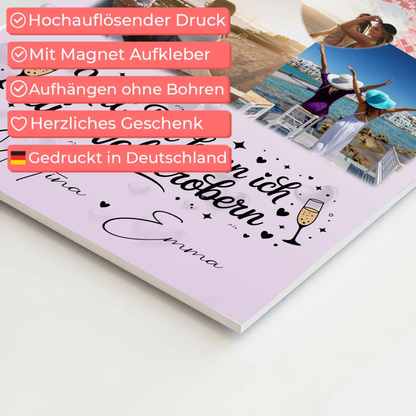 Personalisiertes Fotogeschenke für Beste Freundin mit 3 Fotos Herz Karte Mit dir kann ich die Welt erobern 4