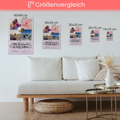 Personalisiertes Fotogeschenke für Beste Freundin mit 3 Fotos Herz Karte Mit dir kann ich die Welt erobern 6