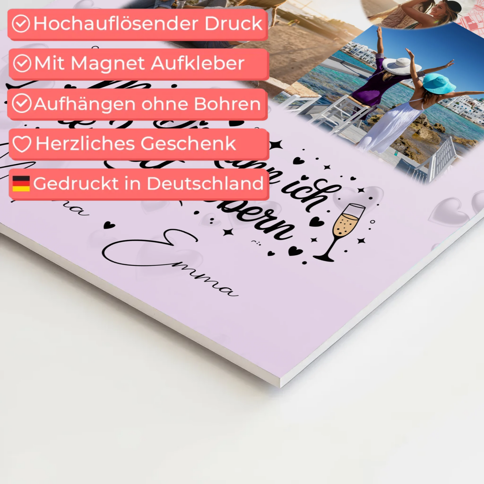 Personalisiertes Fotogeschenke für Beste Freundin mit 3 Fotos Herz Karte Mit dir kann ich die Welt erobern 10