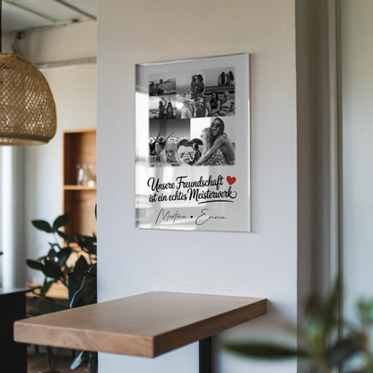 Fotogeschenk beste Freundin mit 8 Fotos und Herz Unserer Freundschaft personalisiertes Poster