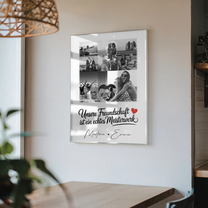 Fotogeschenk beste Freundin mit 8 Fotos und Herz Unserer Freundschaft personalisiertes Poster