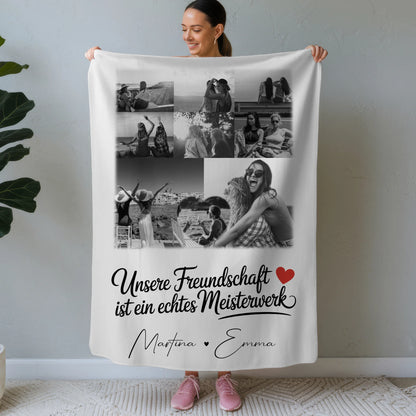 Personalisierte Decke Freundin mit 8 Fotos und Herz Foto Unsere Freundschaft 1