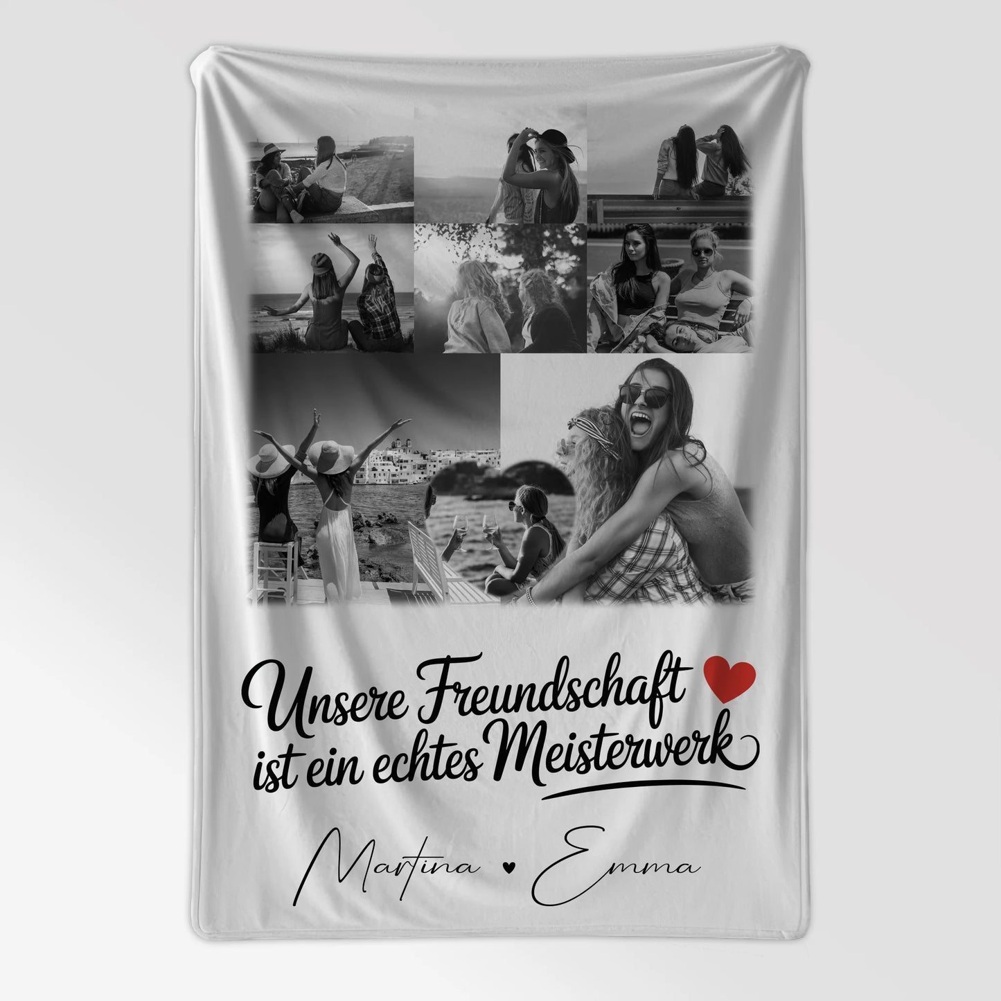 Personalisierte Decke Freundin mit 8 Fotos und Herz Foto Unsere Freundschaft 7