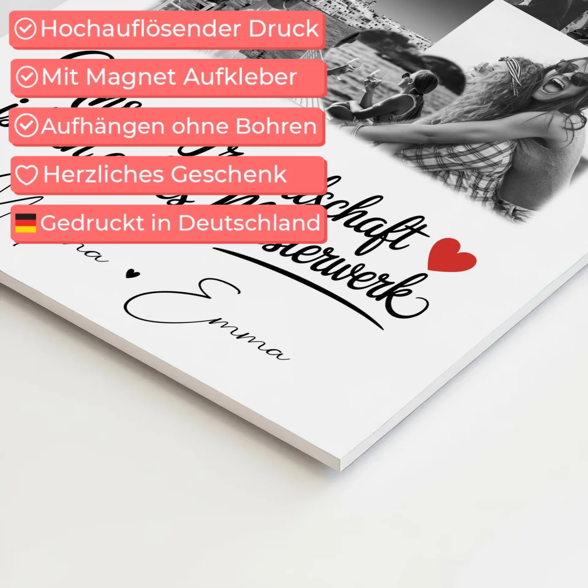 Geschenk Beste Freundin mit 8 Fotos und Herz Foto Personalisiertes Geschenk Unsere Freundschaft 10