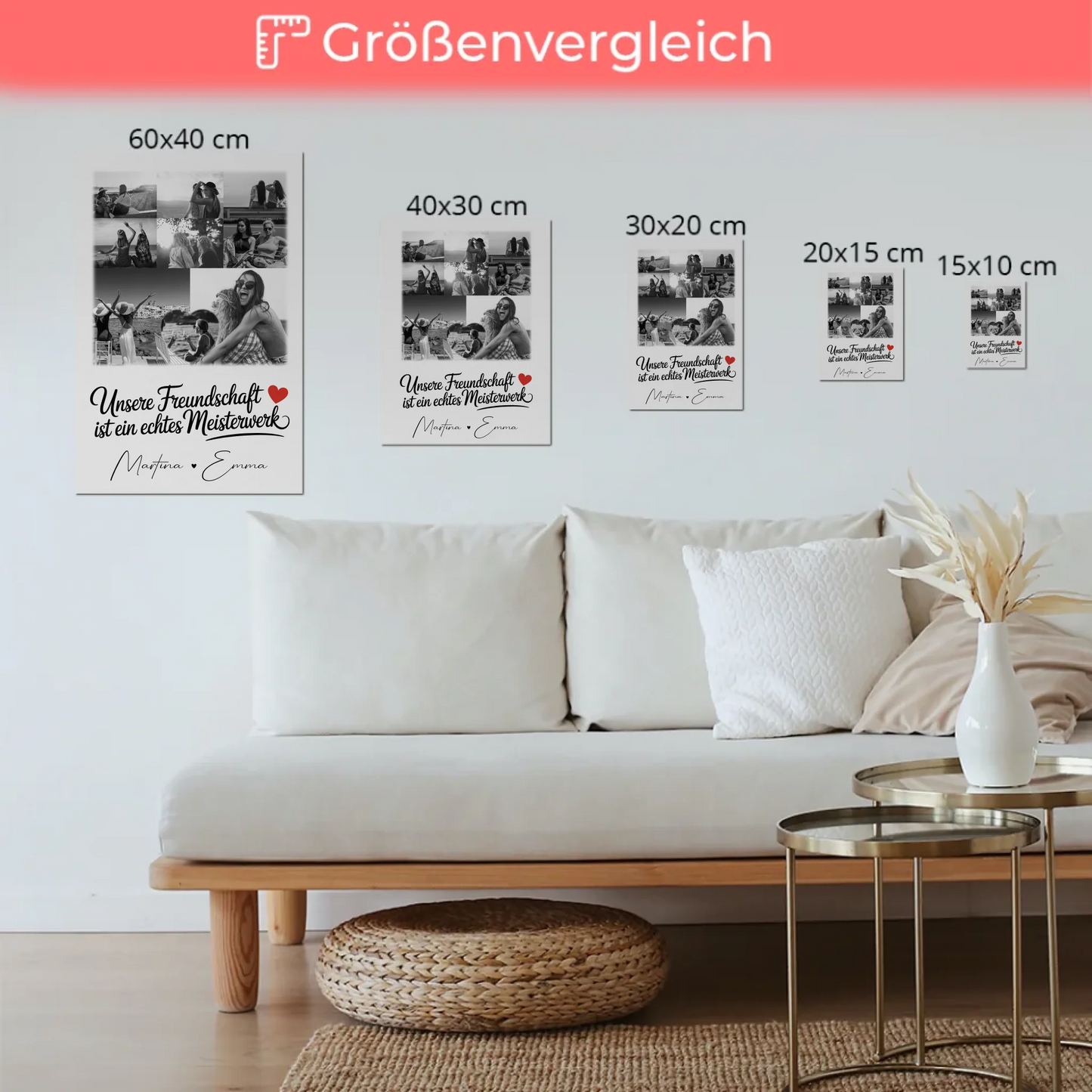Geschenk Beste Freundin mit 8 Fotos und Herz Foto Personalisiertes Geschenk Unsere Freundschaft