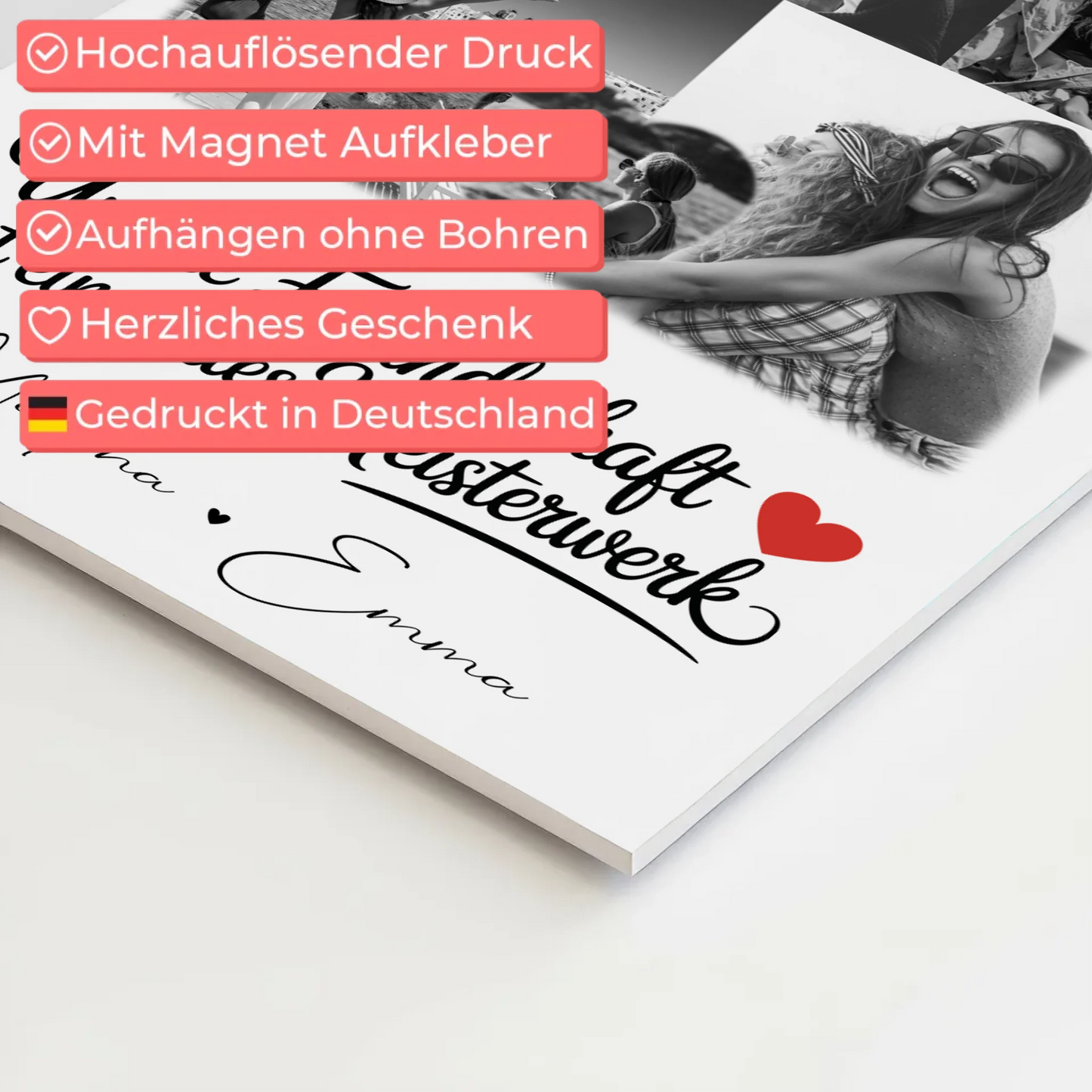 Geschenk Beste Freundin mit 8 Fotos und Herz Foto Personalisiertes Geschenk Unsere Freundschaft