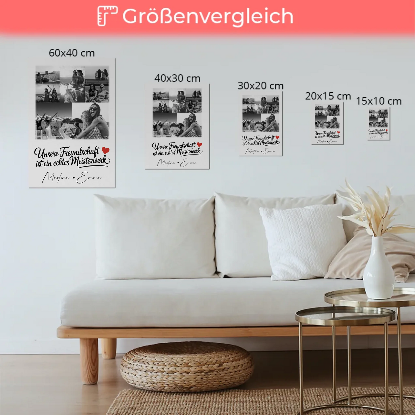 Geschenk Beste Freundin mit 8 Fotos und Herz Foto Personalisiertes Geschenk Unsere Freundschaft