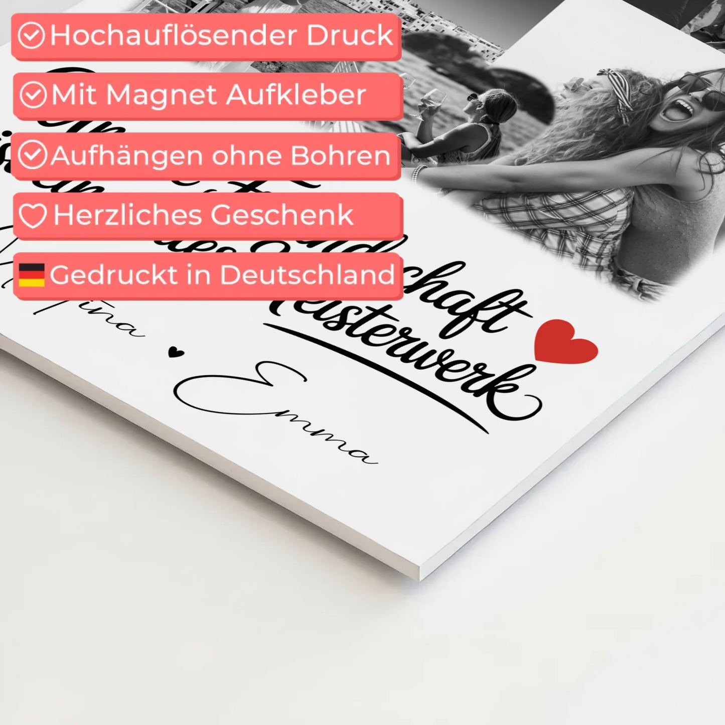 Geschenk Beste Freundin mit 8 Fotos und Herz Foto Personalisiertes Geschenk Unsere Freundschaft
