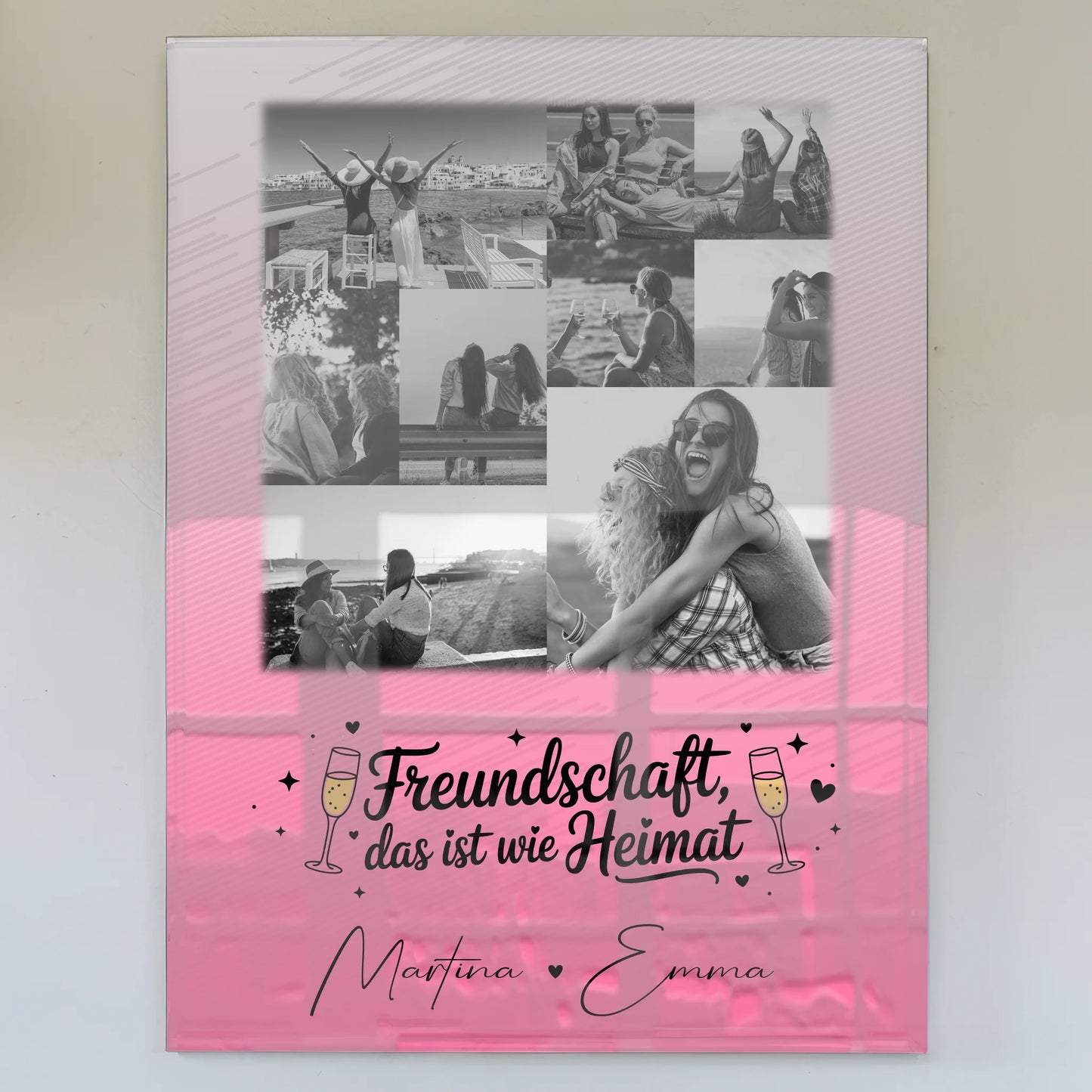Personalisierte Geschenkidee für beste Freundin mit 9 Fotos Freundschaft ist Heimat