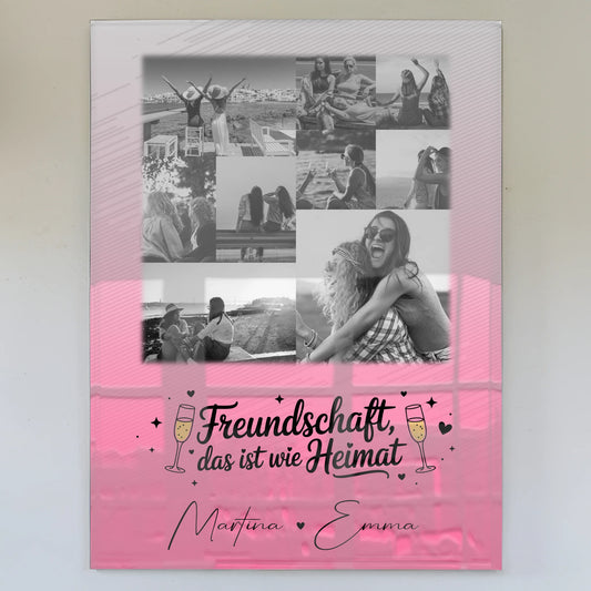 Personalisierte Geschenkidee für beste Freundin mit 9 Fotos Freundschaft ist Heimat