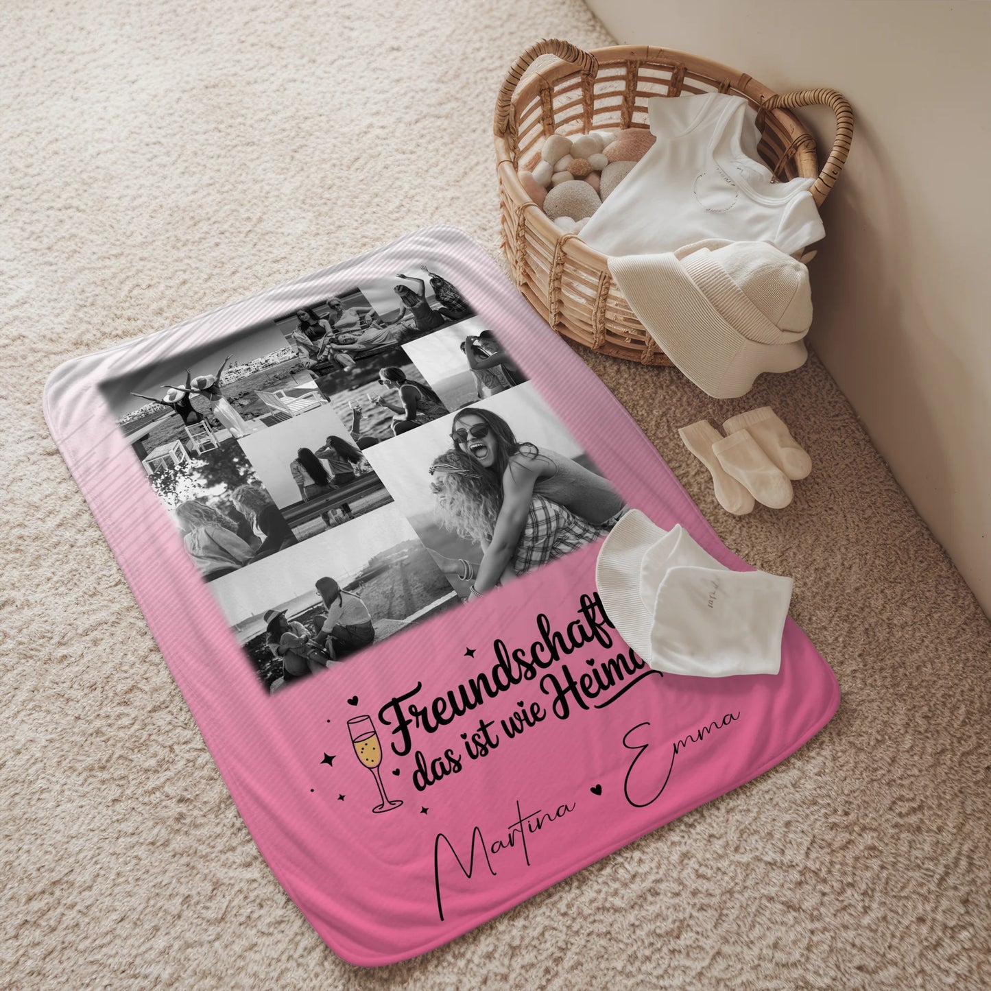 Decke mit Foto beste Freundin 9 Fotos Freundschaft ist Heimat personalisiertes Geschenk 2