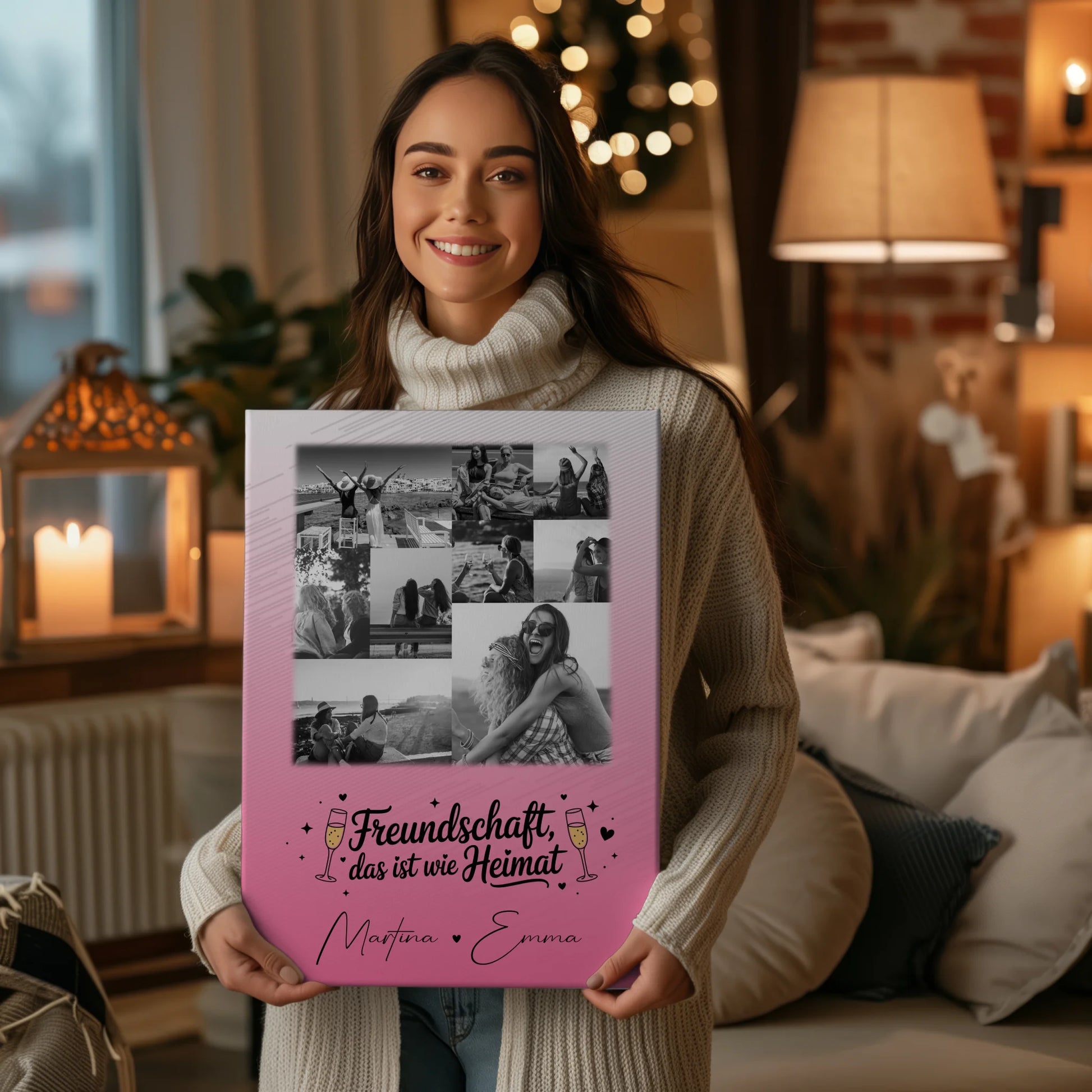 Leinwand Für Beste Freundin mit 9 Fotos Freundschaft ist Heimat personalisiertes Geschenk 2
