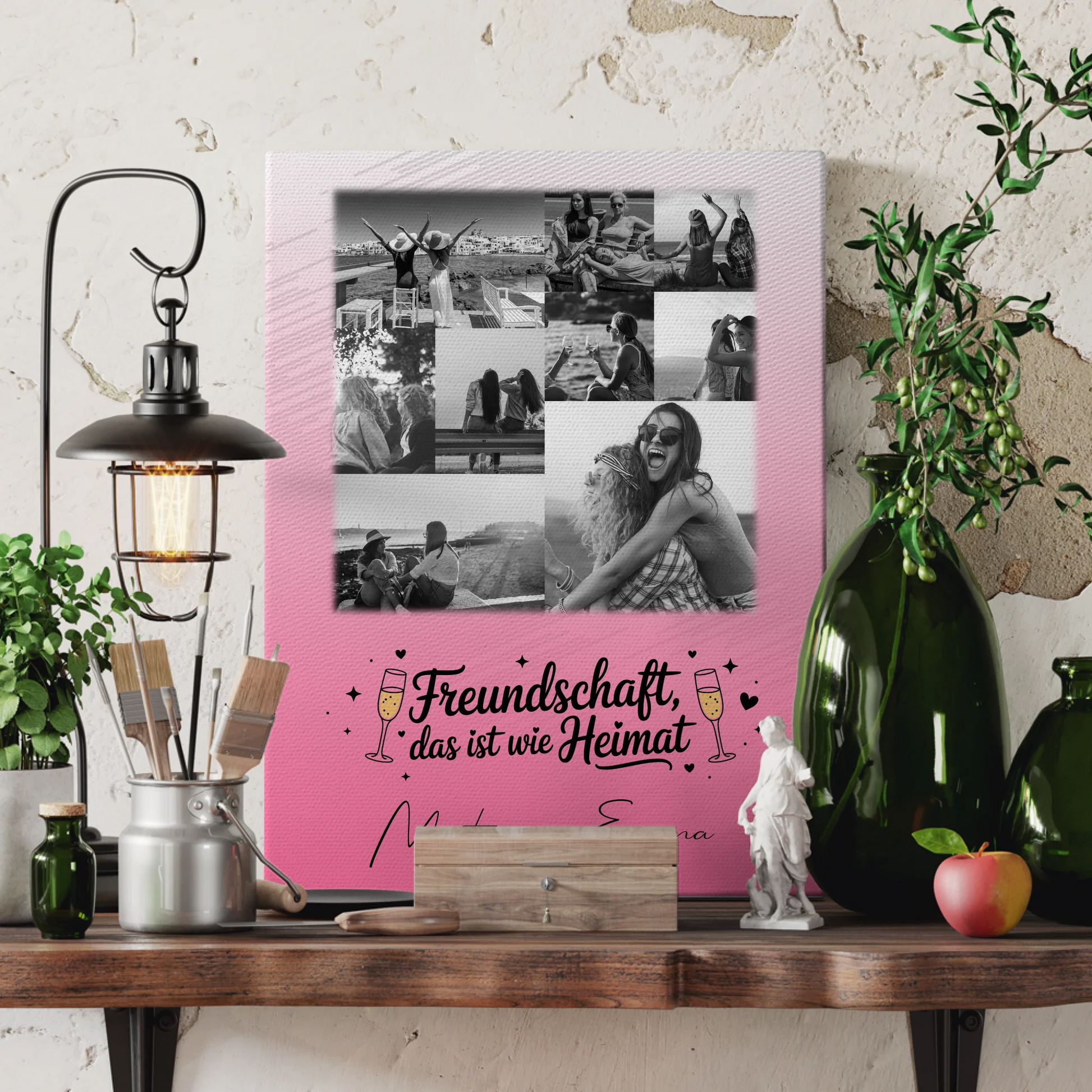 Leinwand Für Beste Freundin mit 9 Fotos Freundschaft ist Heimat personalisiertes Geschenk 3