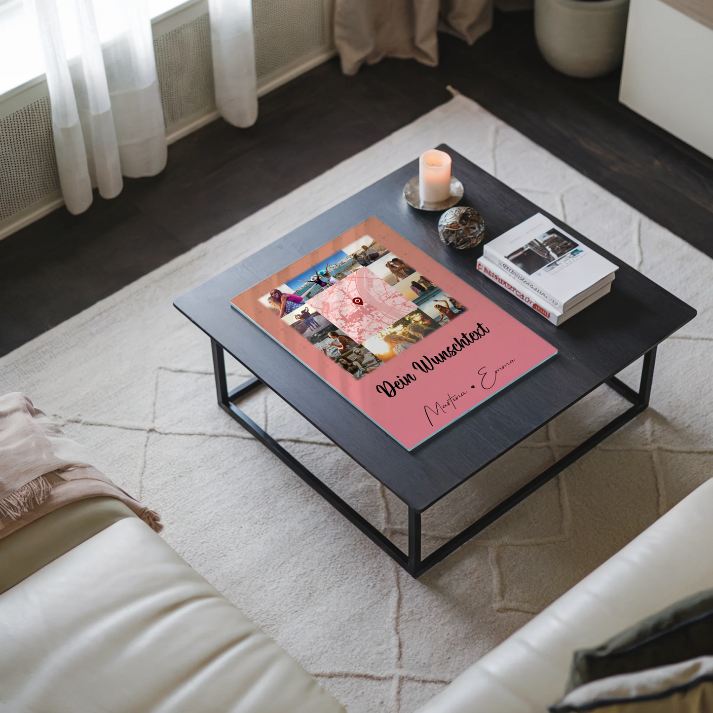 Personalisiertes Freundinnen Bild mit 10 Fotos Karte in der Mitte Wunschtext Geschenk
