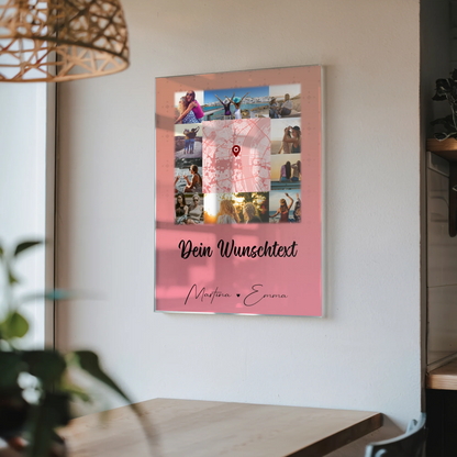 Personalisiertes Freundinnen Bild mit 10 Fotos Karte in der Mitte Wunschtext Geschenk