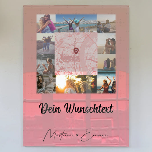 Personalisiertes Freundinnen Bild mit 10 Fotos Karte in der Mitte Wunschtext Geschenk