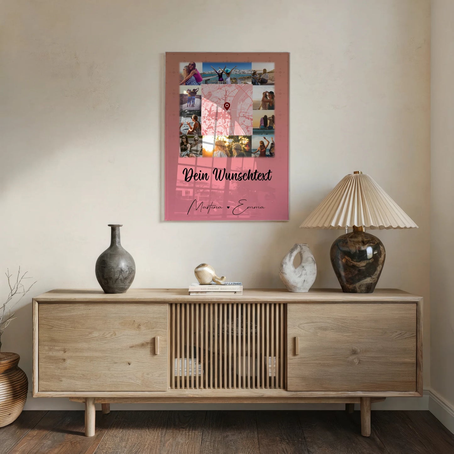 Personalisiertes Freundinnen Bild mit 10 Fotos Karte in der Mitte Wunschtext Geschenk