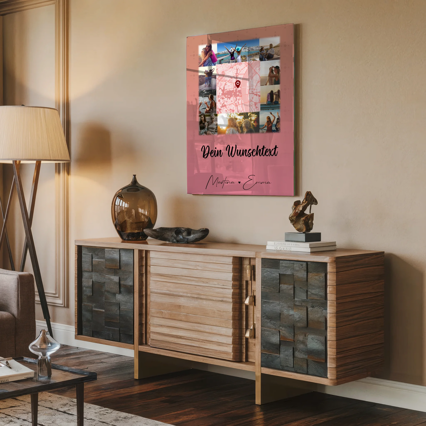 Personalisiertes Freundinnen Bild mit 10 Fotos Karte in der Mitte Wunschtext Geschenk