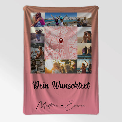 Decke beste Freundin mit 10 Fotos Wunschtext und Karte in der Mitte personalisiertes Geschenk 7