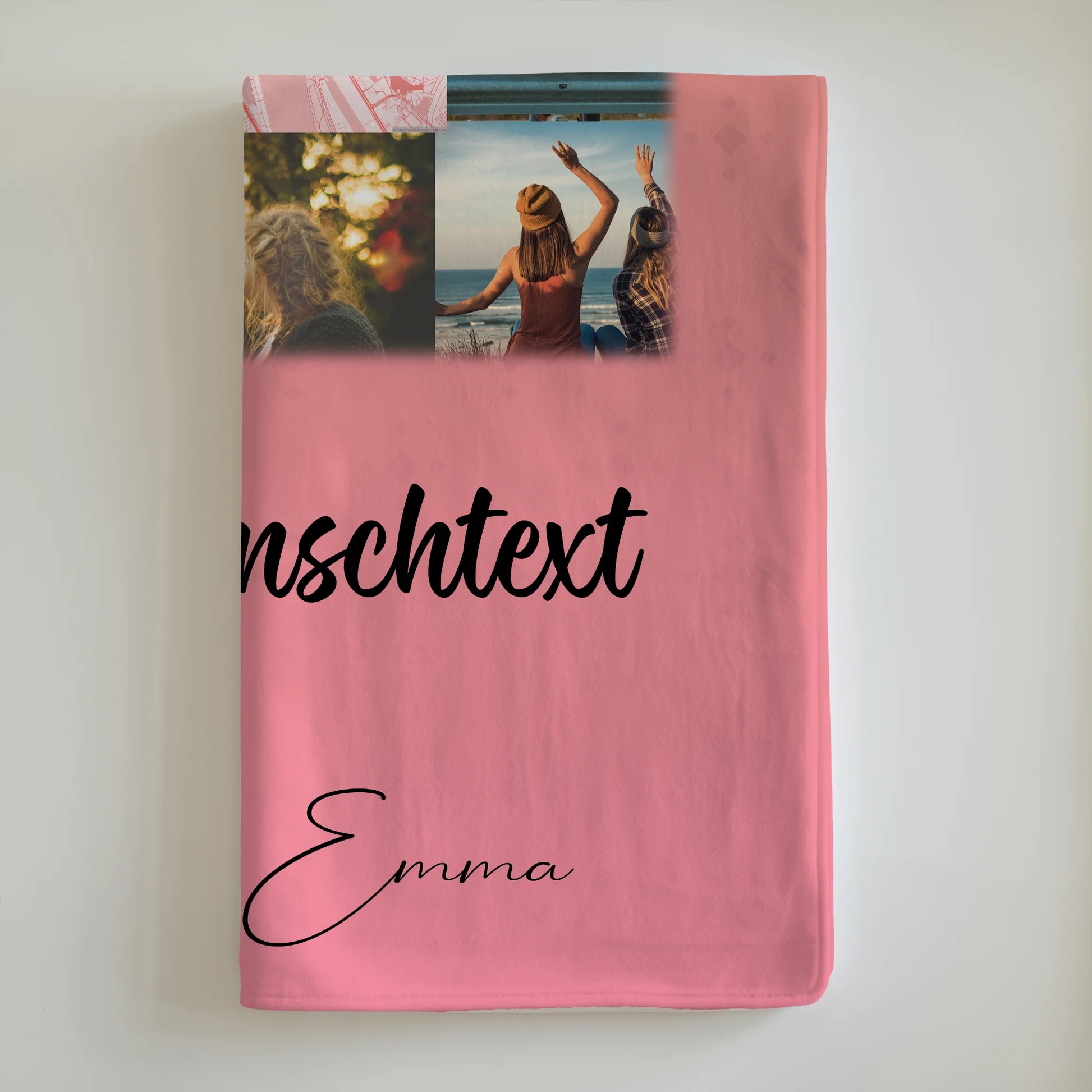 Decke beste Freundin mit 10 Fotos Wunschtext und Karte in der Mitte personalisiertes Geschenk 6