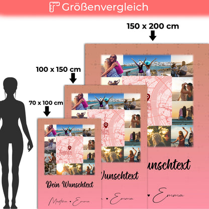 Decke beste Freundin mit 10 Fotos Wunschtext und Karte in der Mitte personalisiertes Geschenk 5