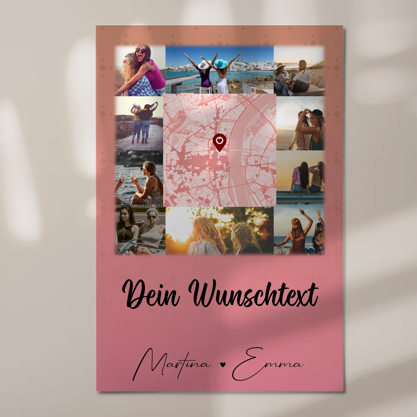 Fotoboard Beste Freundinnen mit 10 Fotos Karte in der Mitte Wunschtext personalisiertes Geschenk 1