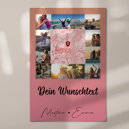 Fotoboard Beste Freundinnen mit 10 Fotos Karte in der Mitte Wunschtext personalisiertes Geschenk 1