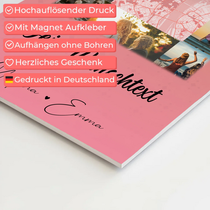 Fotoboard Beste Freundinnen mit 10 Fotos Karte in der Mitte Wunschtext personalisiertes Geschenk 10