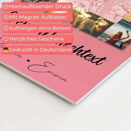 Fotoboard Beste Freundinnen mit 10 Fotos Karte in der Mitte Wunschtext personalisiertes Geschenk
