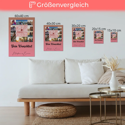 Fotoboard Beste Freundinnen mit 10 Fotos Karte in der Mitte Wunschtext personalisiertes Geschenk