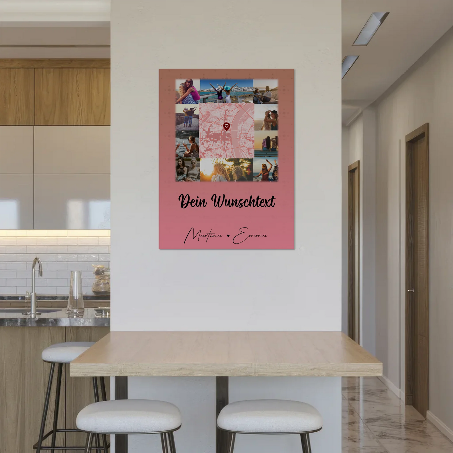 Fotoboard Beste Freundinnen mit 10 Fotos Karte in der Mitte Wunschtext personalisiertes Geschenk