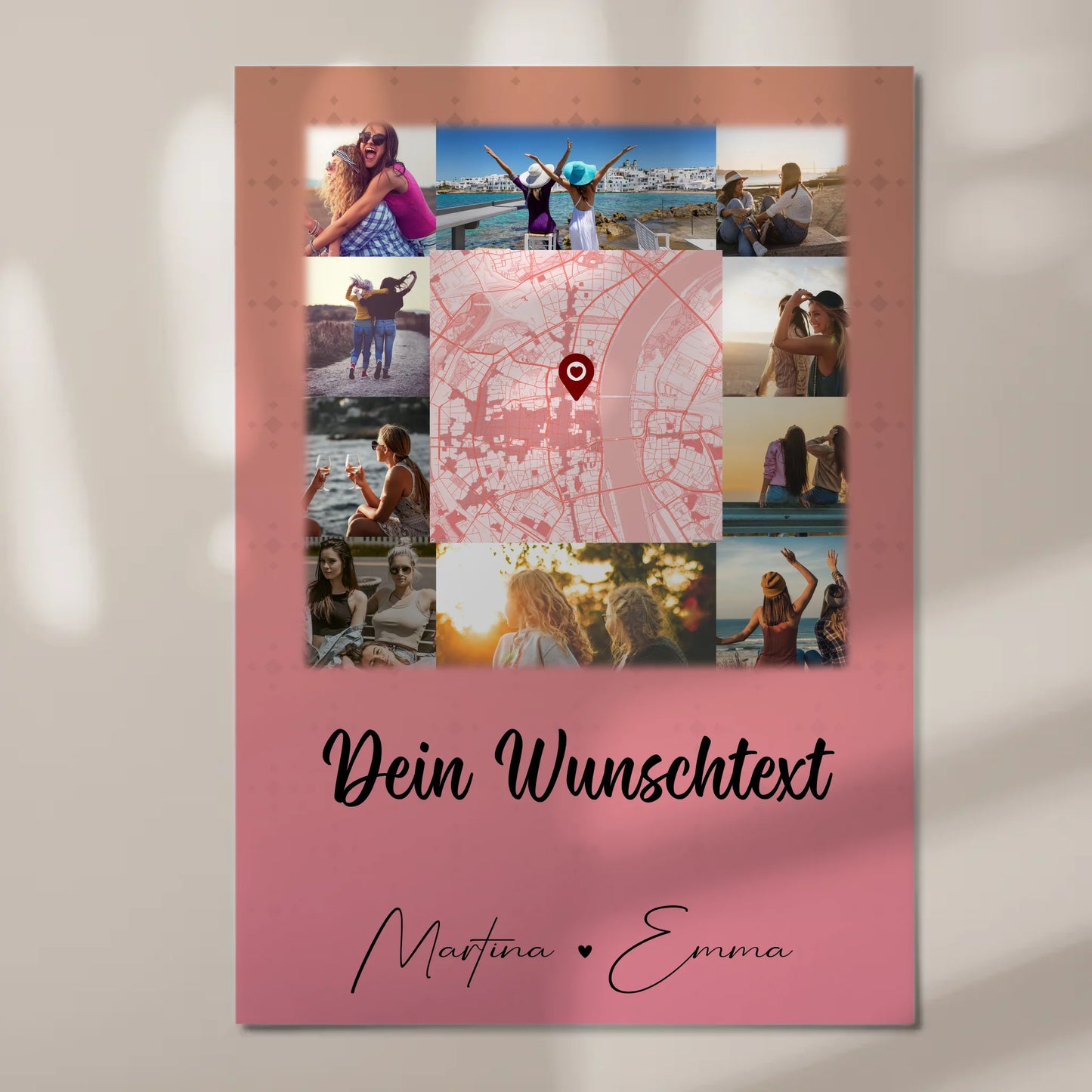 Fotoboard Beste Freundinnen mit 10 Fotos Karte in der Mitte Wunschtext personalisiertes Geschenk